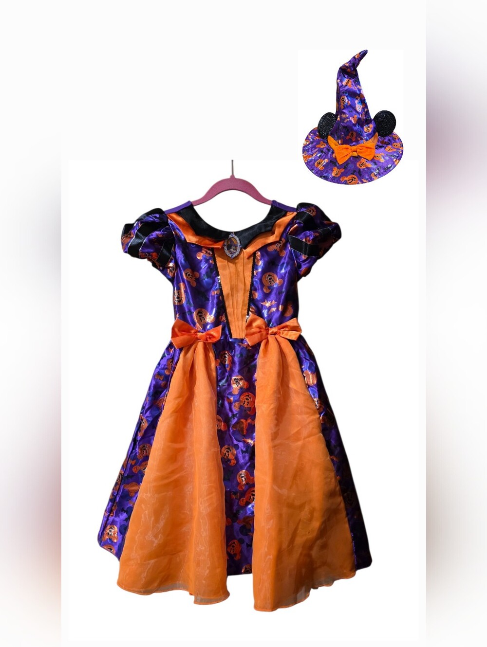 Disney Minnie Mouse pumpkin witch costume 7/8 dress with hat
